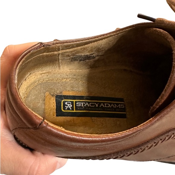 Stacy Adams Mens Brown Leather Oxford Dress Square Toe Shoe Size 9 M Prom Date - Picture 5 of 7